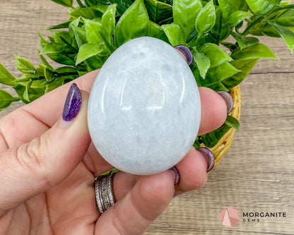 Blue Calcite Carved Egg – Calming Energy for Healing and Balance Morganite Gems