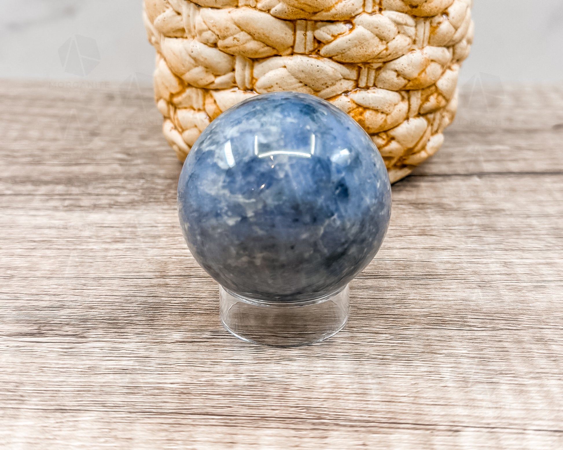 Dumortierite Blue Quartz Sphere – Polished Crystal Ball for Focus, Clarity, and Communication - Morganite Gems