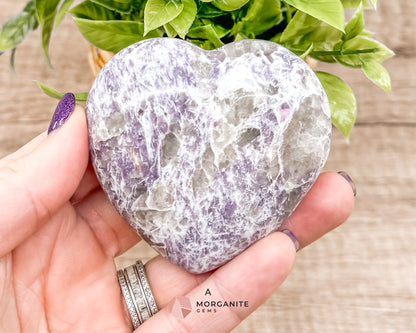 Lepidolite Heart Crystals – Soothing and Calming Stones for Emotional Balance and Stress Relief Morganite Gems