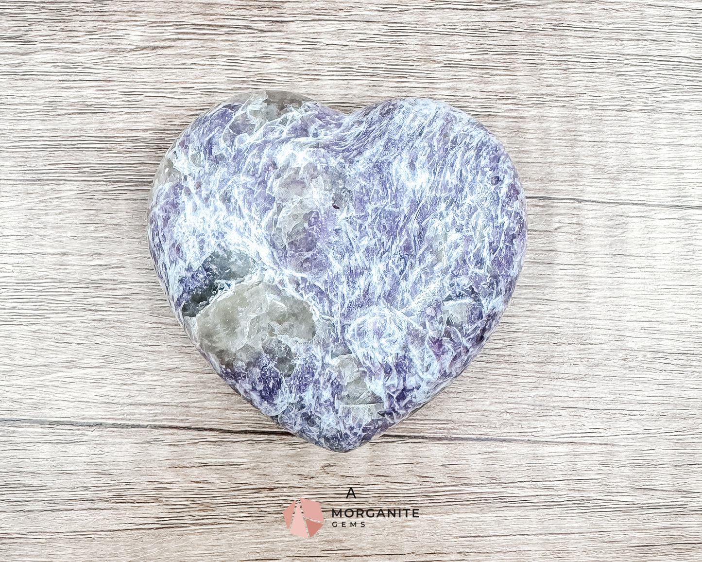 Lepidolite Heart Crystals – Soothing and Calming Stones for Emotional Balance and Stress Relief Morganite Gems