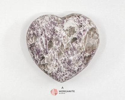 Lepidolite Heart Crystals – Soothing and Calming Stones for Emotional Balance and Stress Relief Morganite Gems