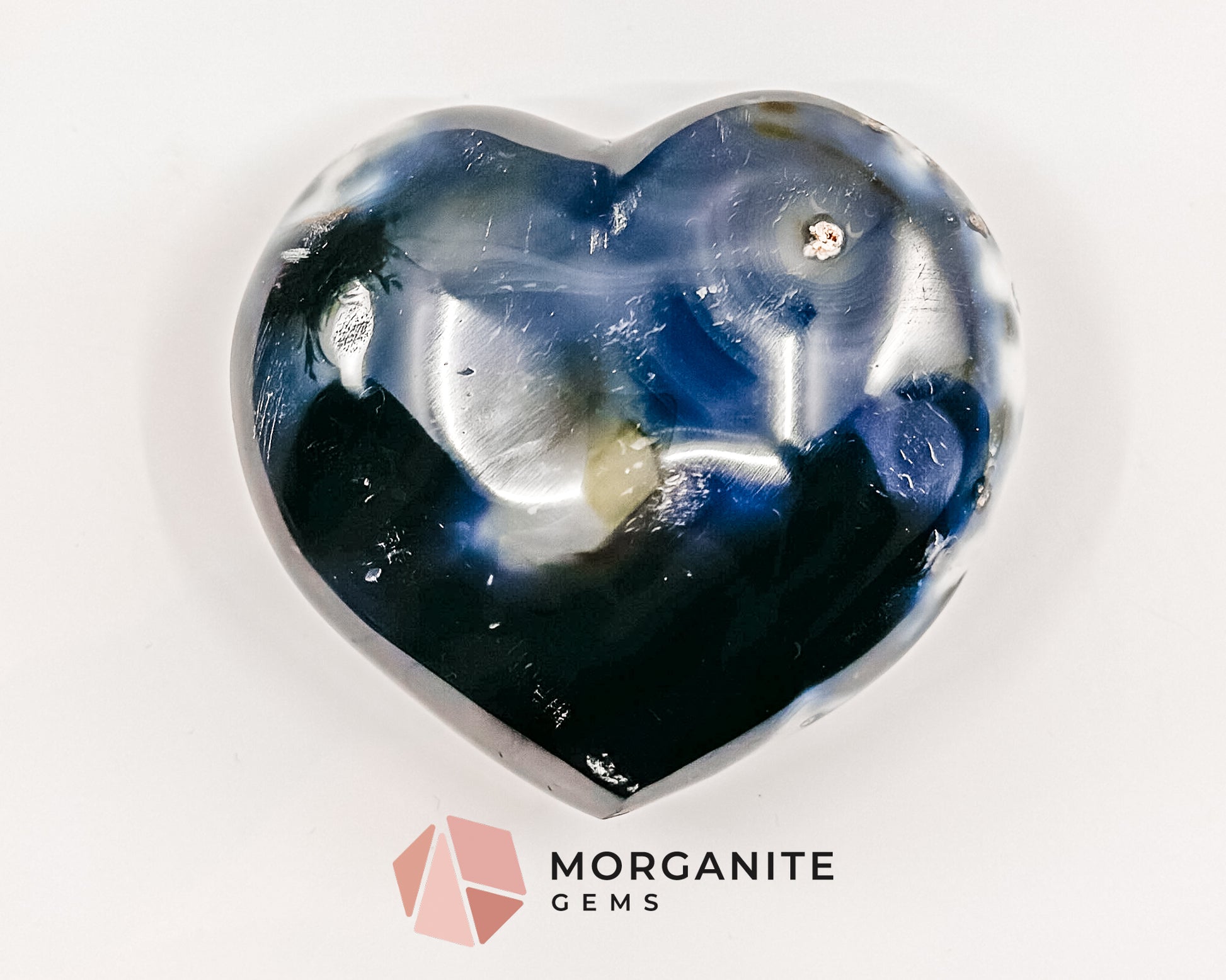 Blue and White Orca Agate – Unique Polished Agate for Balance and Grounding Morganite Gems