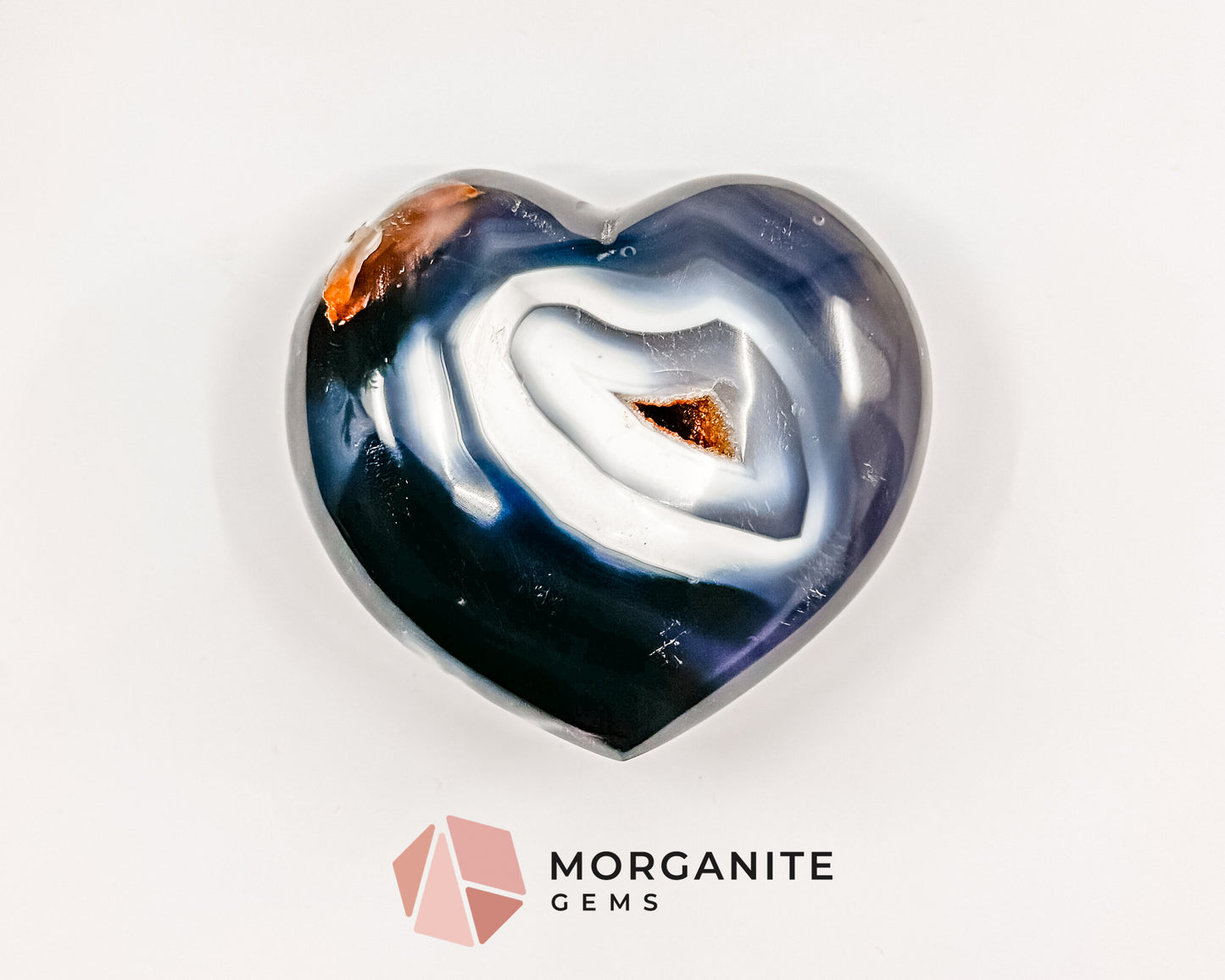 Blue and White Orca Agate – Unique Polished Agate for Balance and Grounding Morganite Gems