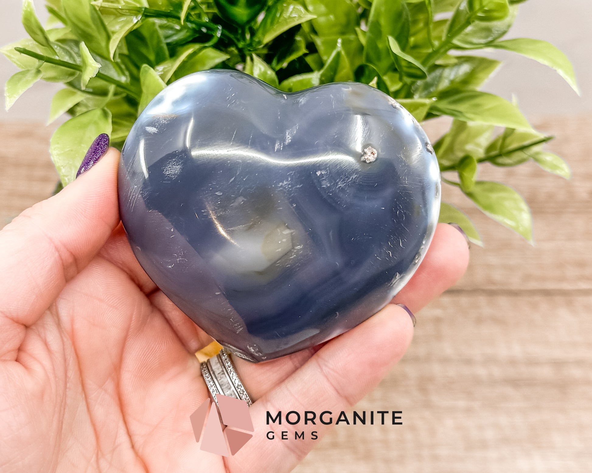 Blue and White Orca Agate – Unique Polished Agate for Balance and Grounding Morganite Gems