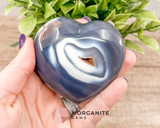 Blue and White Orca Agate – Unique Polished Agate for Balance and Grounding Morganite Gems