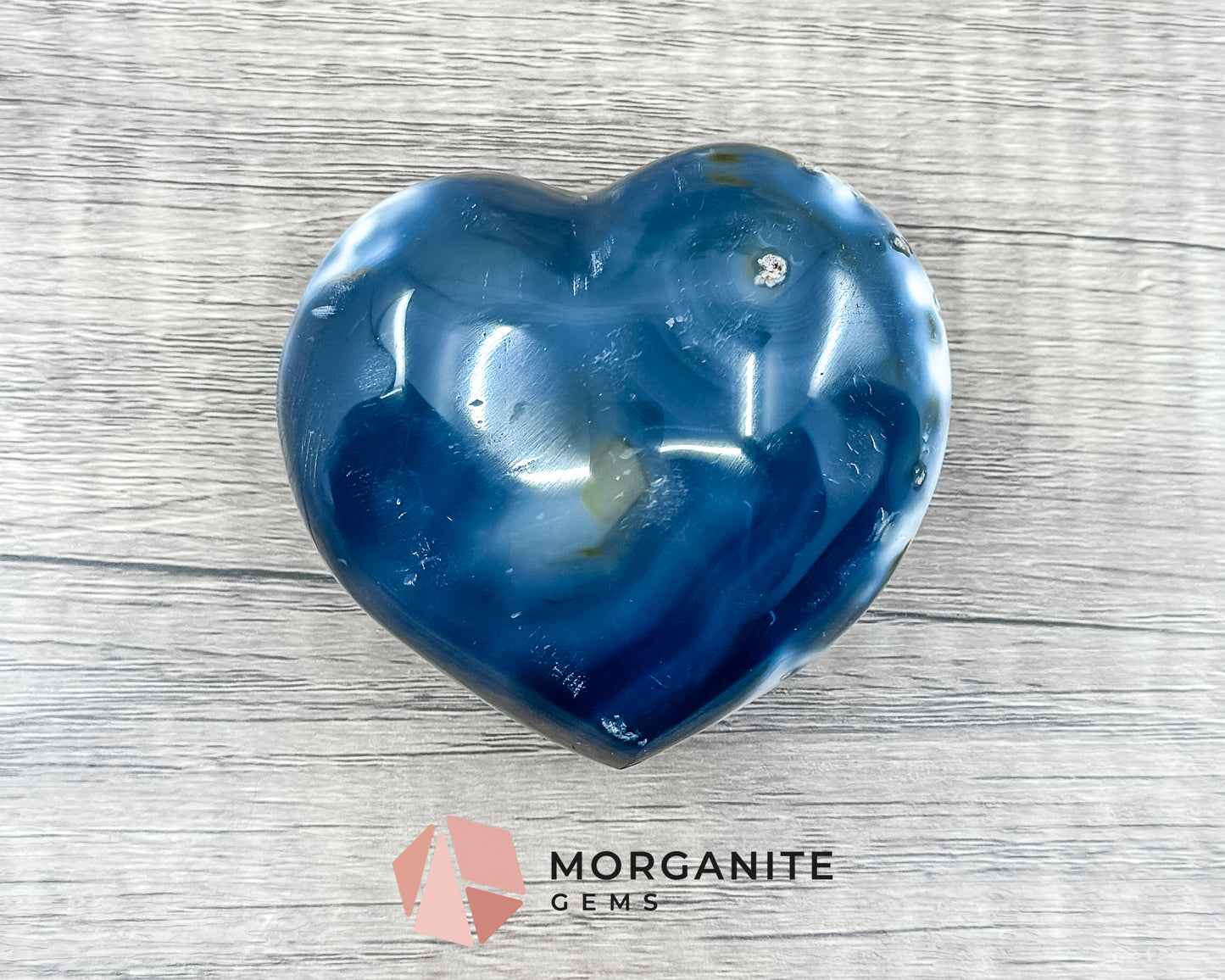 Blue and White Orca Agate – Unique Polished Agate for Balance and Grounding Morganite Gems