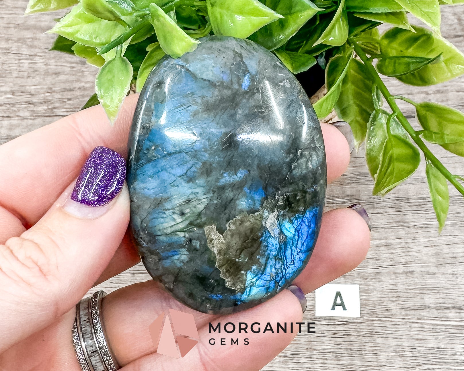 Labradorite Palm Stone – Polished Crystal for Intuition, Protection, and Spiritual Awakening Morganite Gems