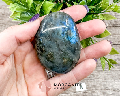 Labradorite Palm Stone – Polished Crystal for Intuition, Protection, and Spiritual Awakening Morganite Gems