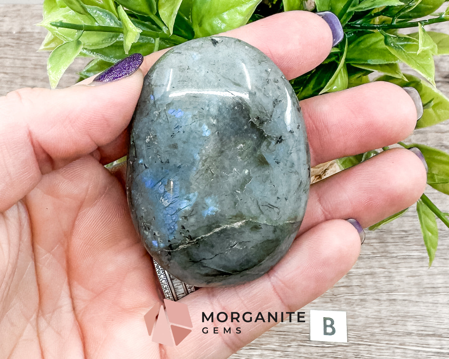 Labradorite Palm Stone – Polished Crystal for Intuition, Protection, and Spiritual Awakening Morganite Gems