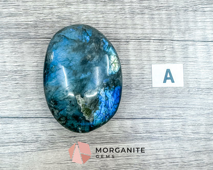 Labradorite Palm Stone – Polished Crystal for Intuition, Protection, and Spiritual Awakening Morganite Gems