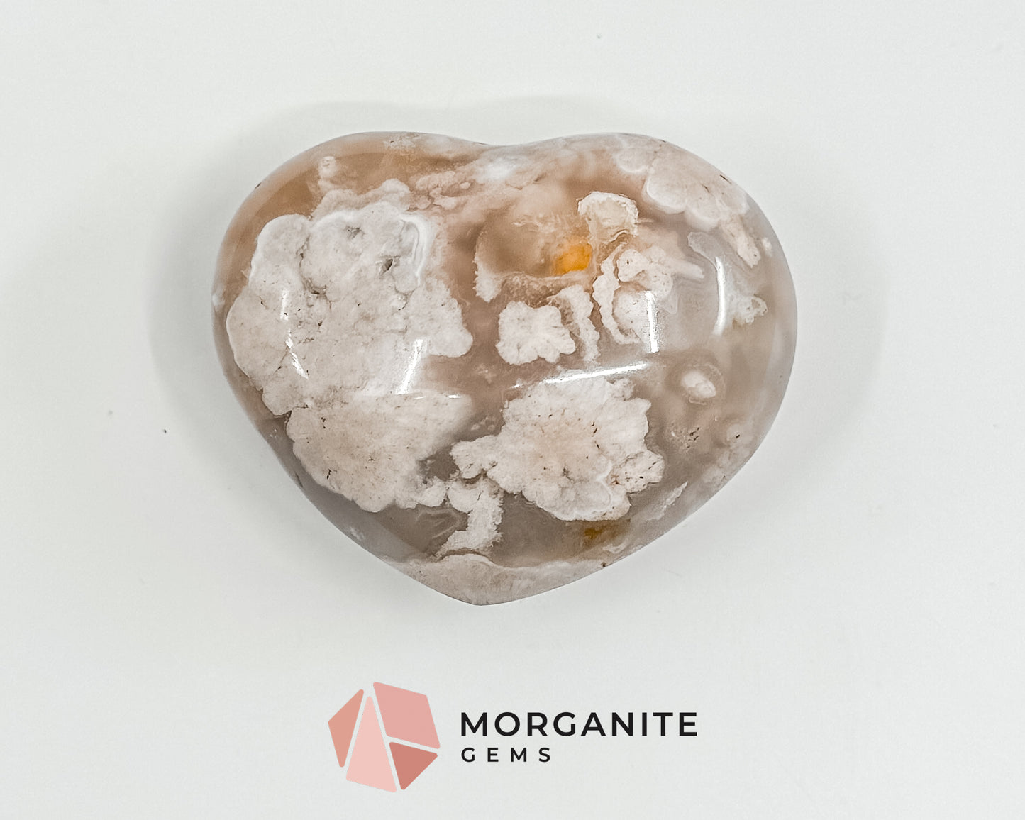 Flower Agate Heart – Stone of Growth and Self-Discovery for Emotional Healing and Inner Peace Morganite Gems