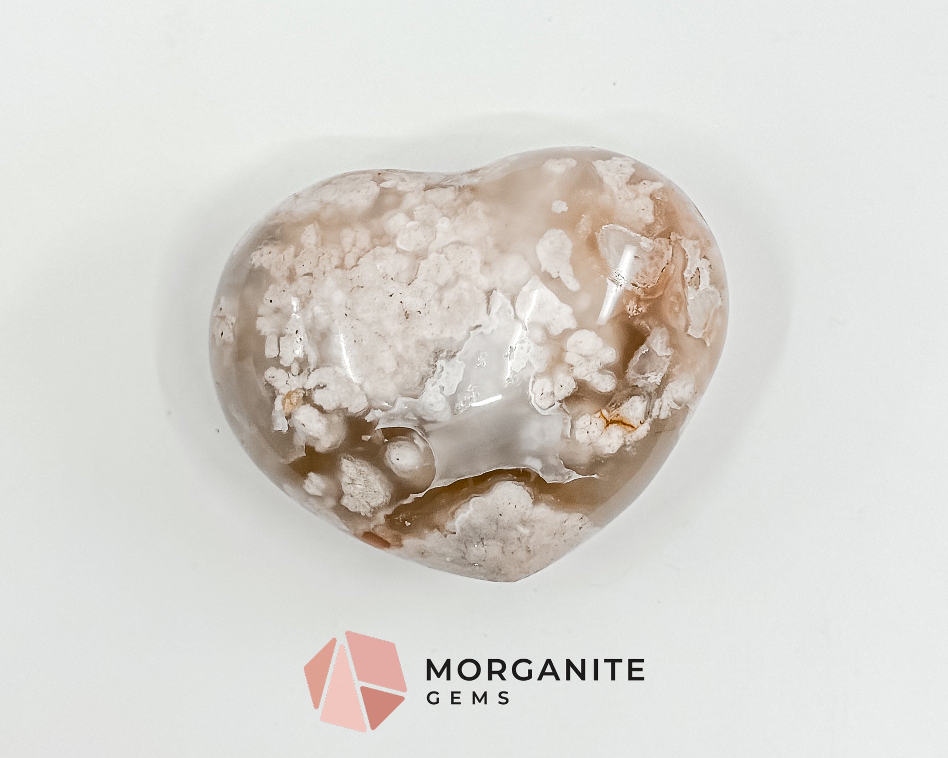 Flower Agate Heart – Stone of Growth and Self-Discovery for Emotional Healing and Inner Peace Morganite Gems