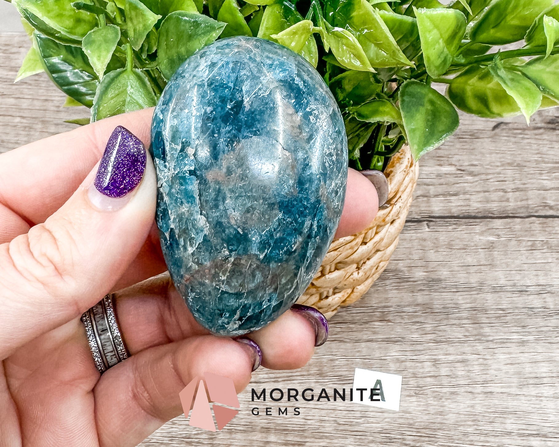 Blue Apatite Palm Stone – Crystal for Inspiration, Clarity, and Manifestation Morganite Gems