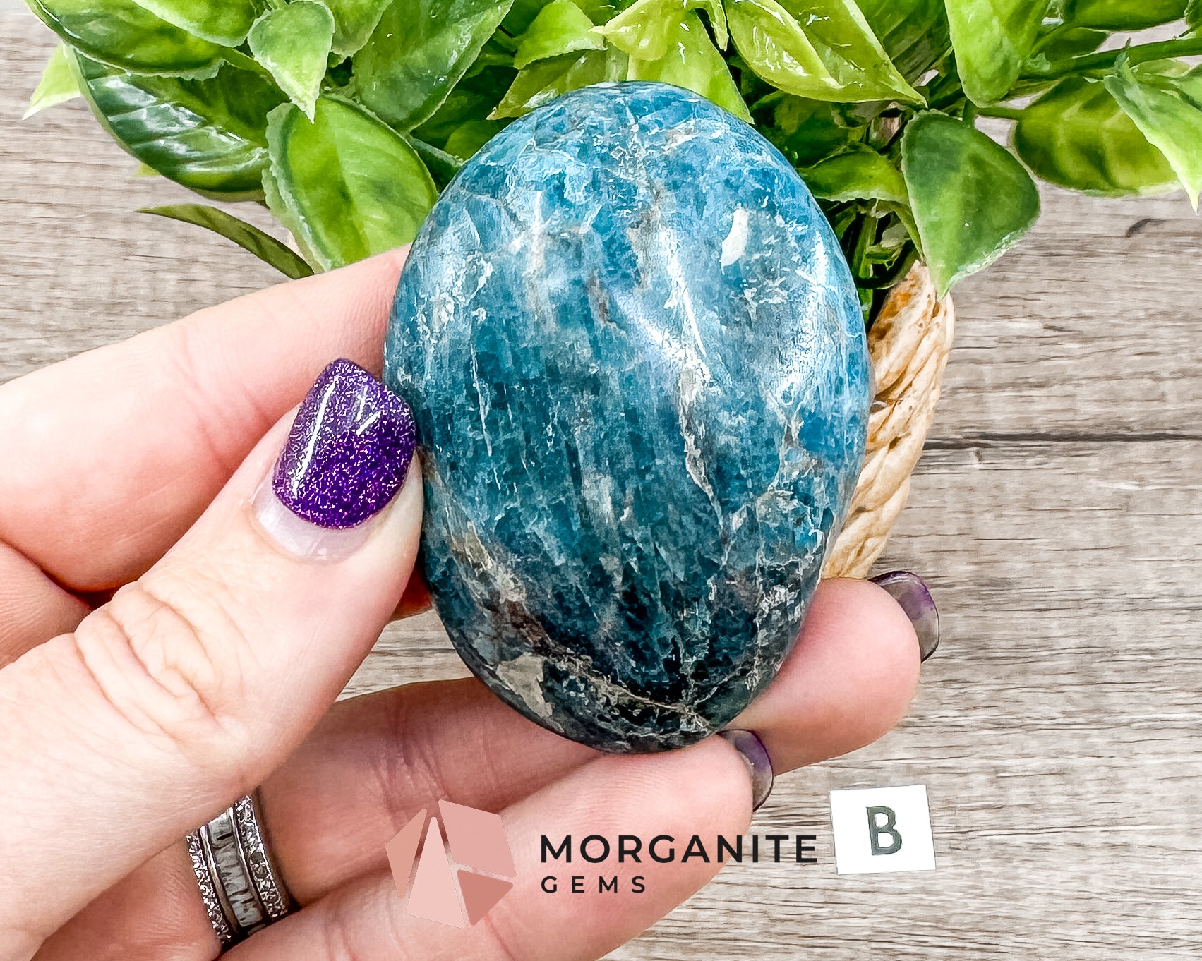 Blue Apatite Palm Stone – Crystal for Inspiration, Clarity, and Manifestation Morganite Gems