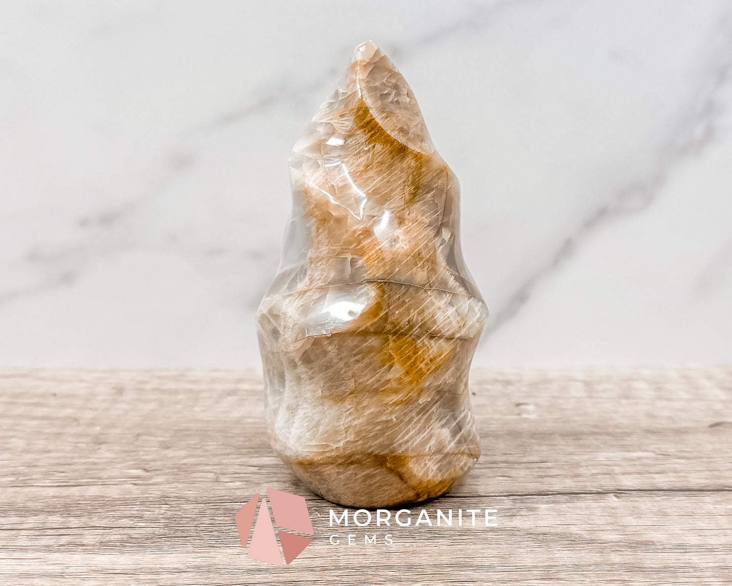 Golden Healer Quartz Flame – Polished Yellow Hematoid Quartz for Healing, Clarity, and Spiritual Growth Morganite Gems