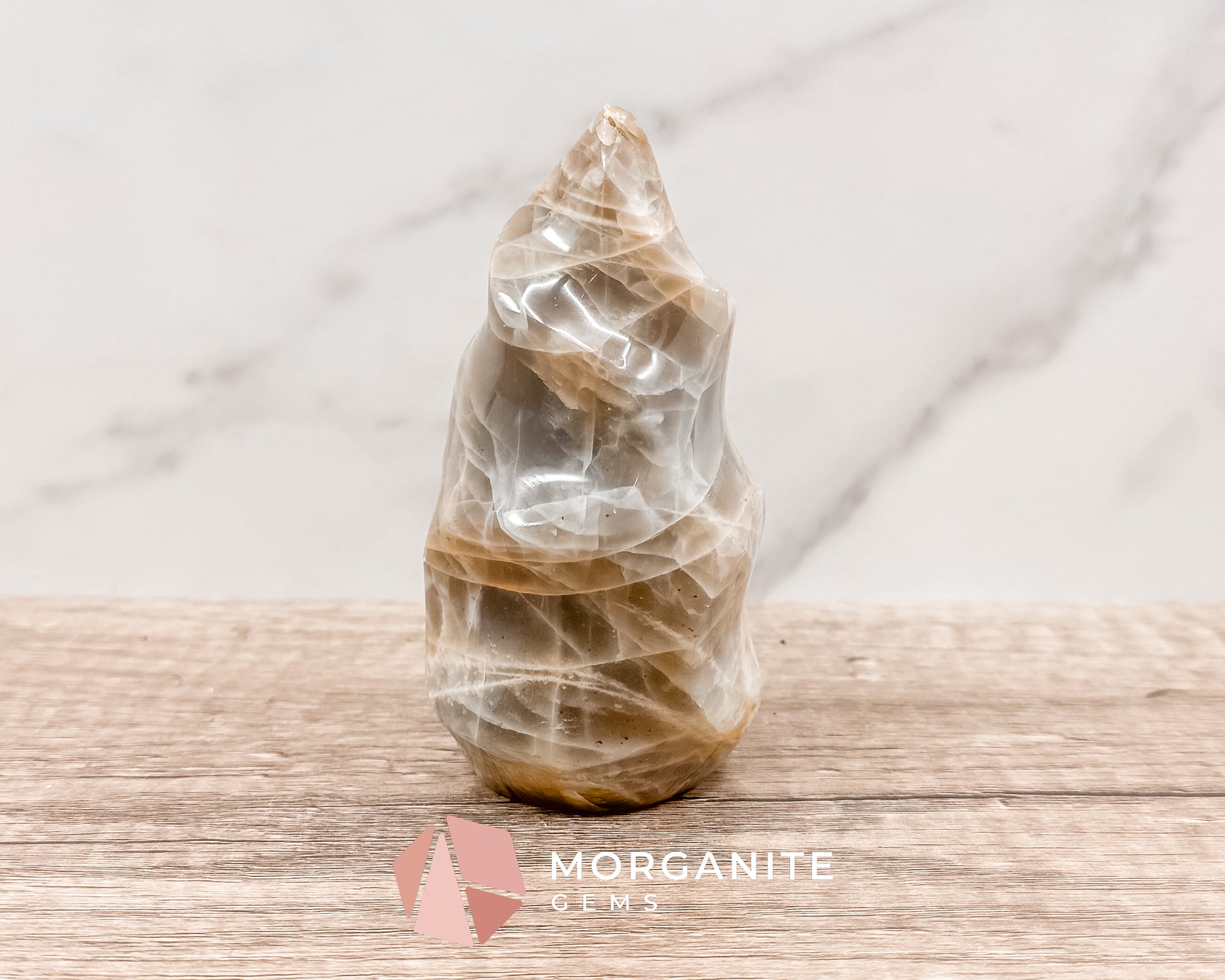 Golden Healer Quartz Flame – Polished Yellow Hematoid Quartz for Healing, Clarity, and Spiritual Growth Morganite Gems