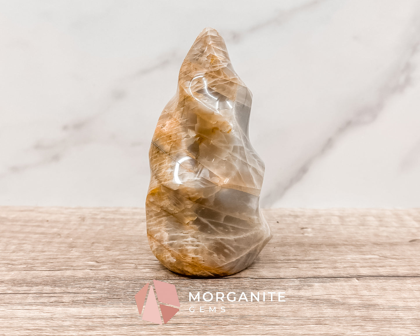 Golden Healer Quartz Flame – Polished Yellow Hematoid Quartz for Healing, Clarity, and Spiritual Growth Morganite Gems