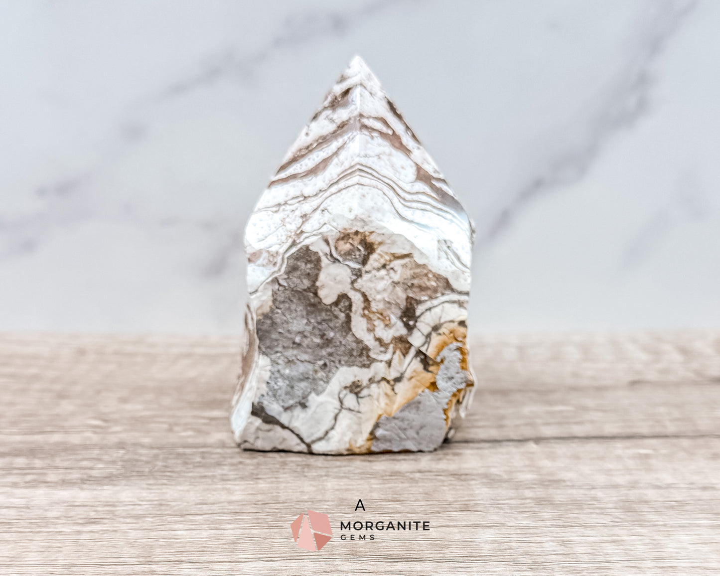 Zebra Jasper Cut Base Point with Polished Top – Grounding and Balancing Crystal for Strength and Protection