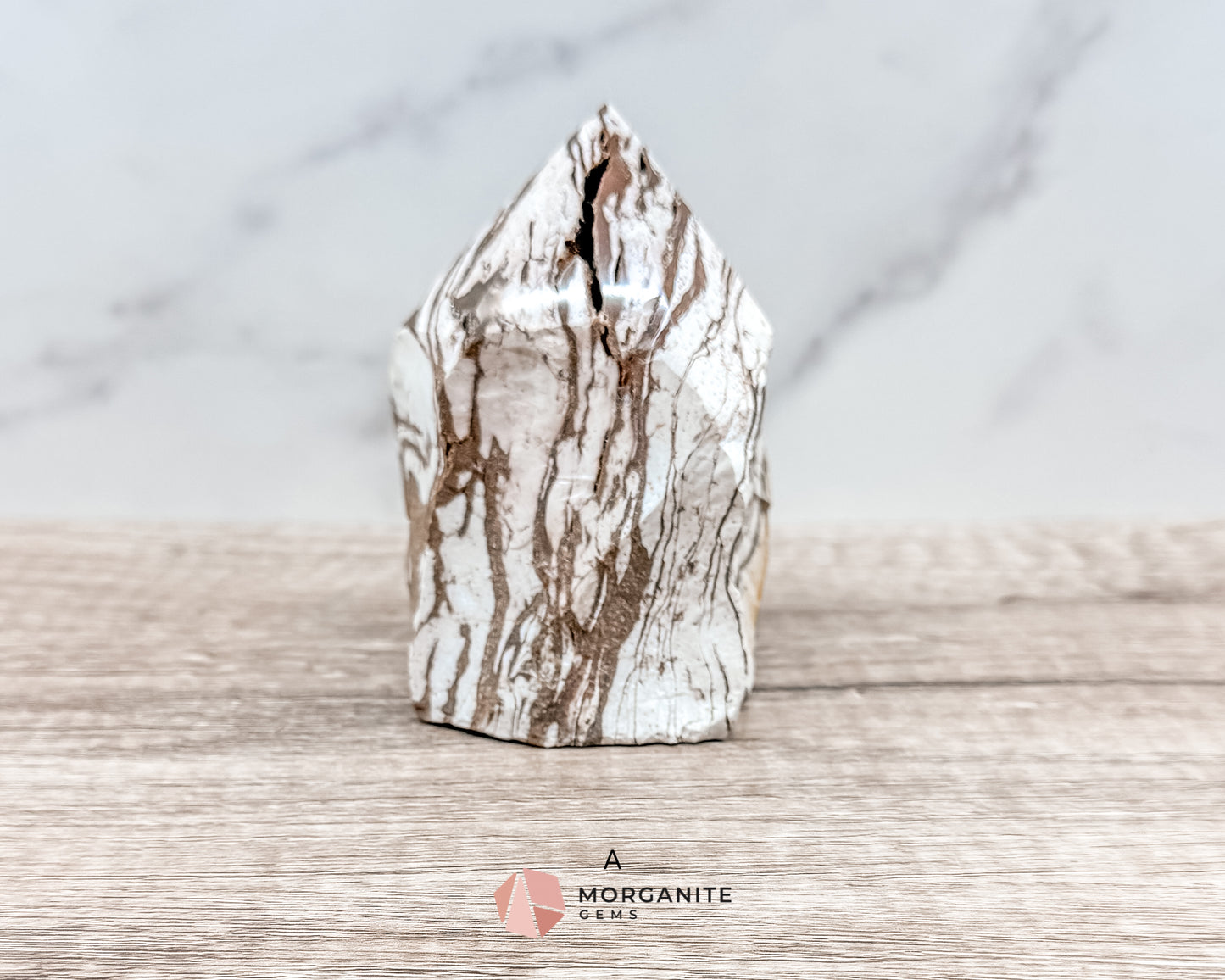 Zebra Jasper Cut Base Point with Polished Top – Grounding and Balancing Crystal for Strength and Protection