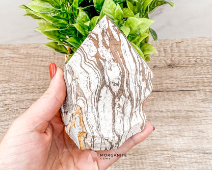 Zebra Jasper Cut Base Point with Polished Top – Grounding and Balancing Crystal for Strength and Protection