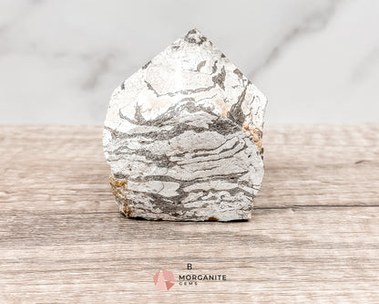 Zebra Jasper Cut Base Point with Polished Top – Grounding and Balancing Crystal for Strength and Protection