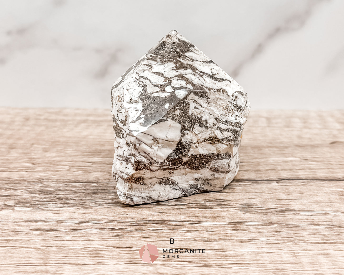 Zebra Jasper Cut Base Point with Polished Top – Grounding and Balancing Crystal for Strength and Protection