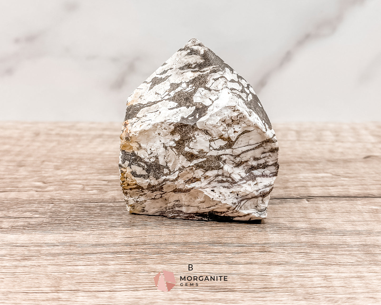 Zebra Jasper Cut Base Point with Polished Top – Grounding and Balancing Crystal for Strength and Protection