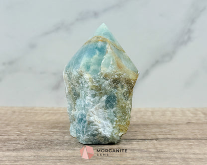 Blue Onyx Half Rough Cut Base Point – Natural Healing Crystal for Emotional Balance & Meditation Morganite Gems