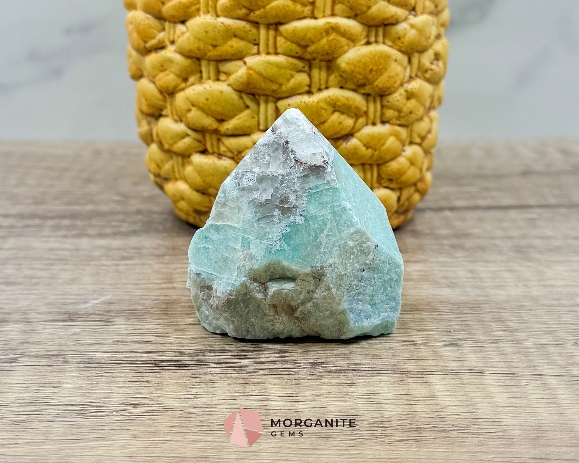 Amazonite Half Rough Cut Base Point – Natural Healing Crystal for Soothing Energy & Emotional Harmony Morganite Gems