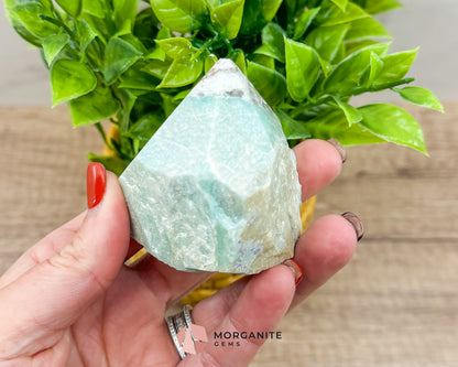 Amazonite Half Rough Cut Base Point – Natural Healing Crystal for Soothing Energy & Emotional Harmony Morganite Gems