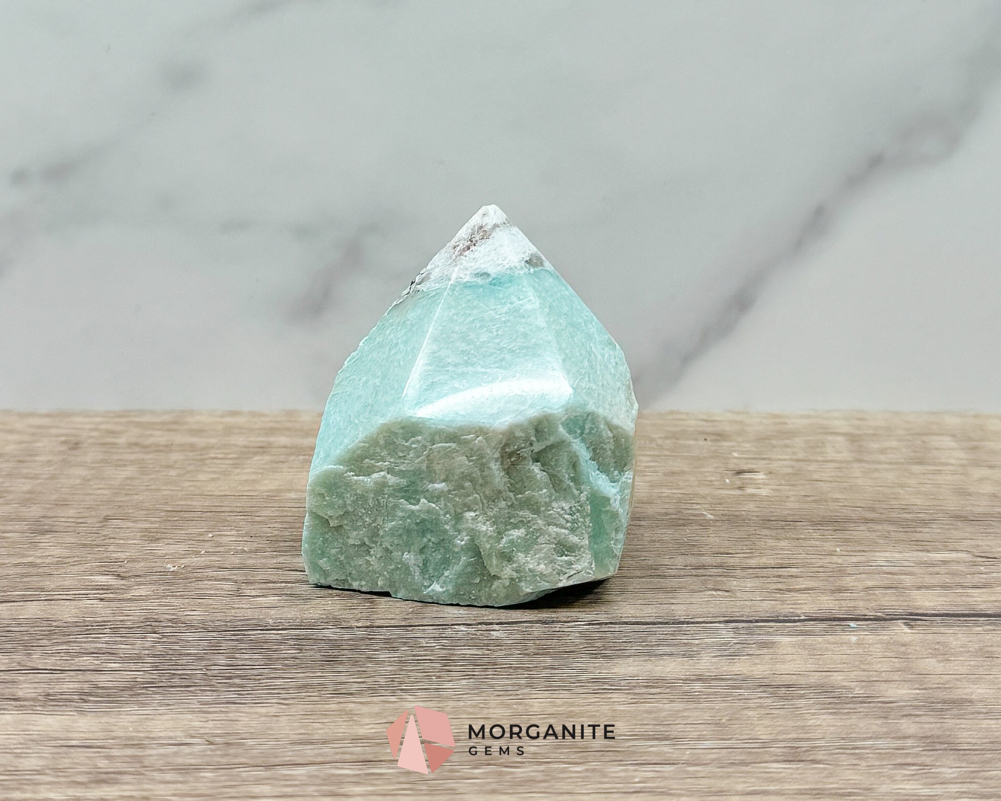 Amazonite Half Rough Cut Base Point – Natural Healing Crystal for Soothing Energy & Emotional Harmony Morganite Gems