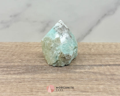 Amazonite Half Rough Cut Base Point – Natural Healing Crystal for Soothing Energy & Emotional Harmony Morganite Gems