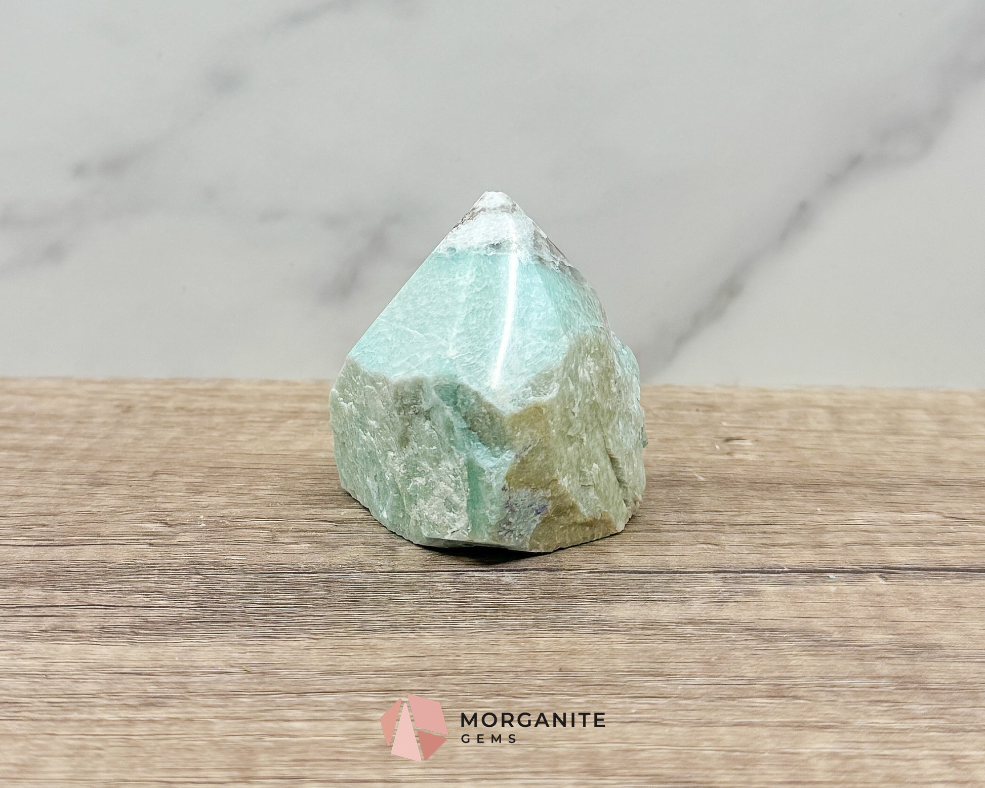 Amazonite Half Rough Cut Base Point – Natural Healing Crystal for Soothing Energy & Emotional Harmony Morganite Gems