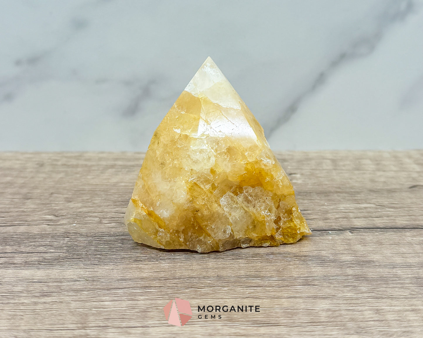 Golden Healer Half Rough Cut Base Point – Natural Healing Crystal for Energy Amplification & Spiritual Healing Morganite Gems