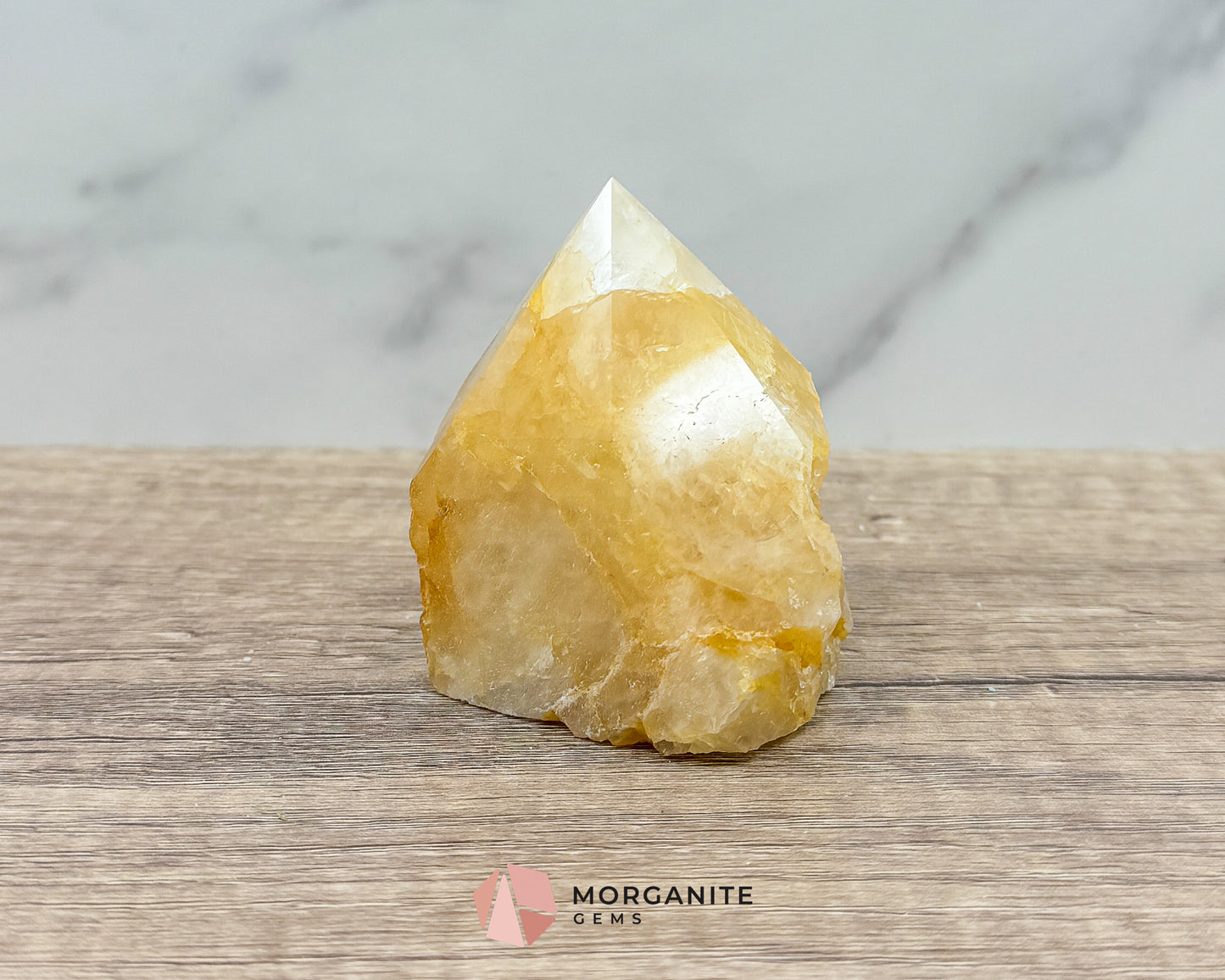 Golden Healer Half Rough Cut Base Point – Natural Healing Crystal for Energy Amplification & Spiritual Healing Morganite Gems