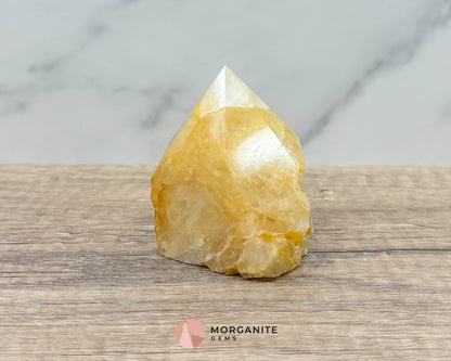 Golden Healer Half Rough Cut Base Point – Natural Healing Crystal for Energy Amplification & Spiritual Healing Morganite Gems