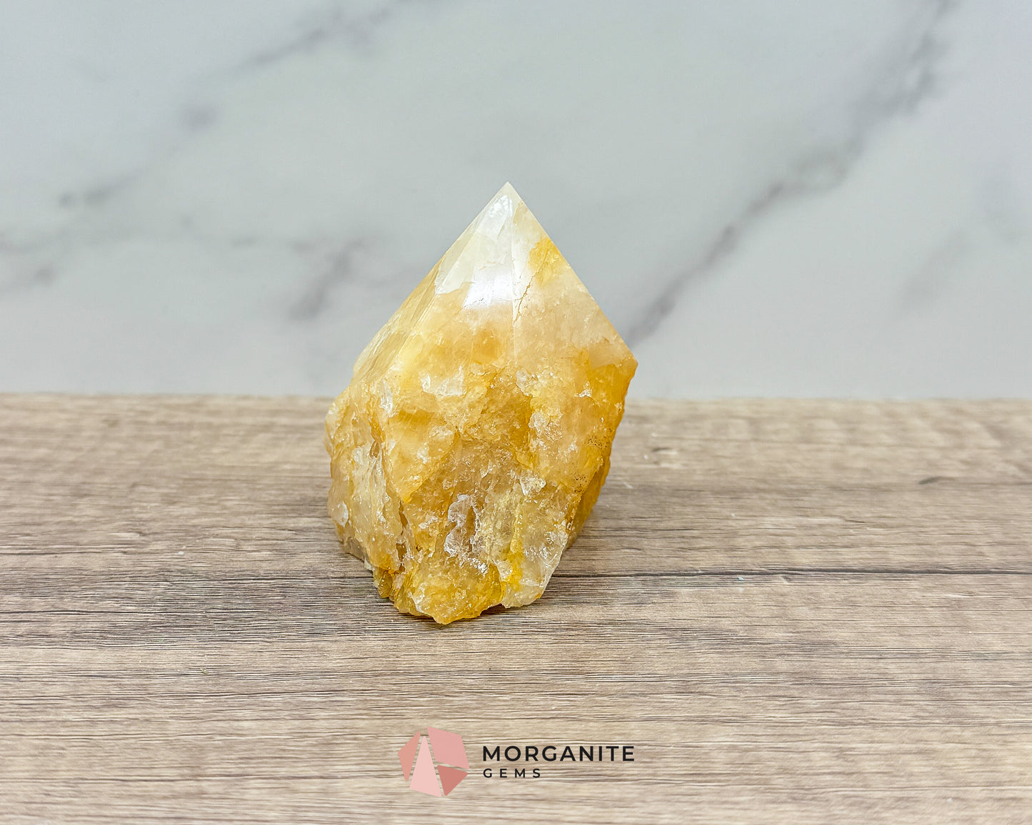 Golden Healer Half Rough Cut Base Point – Natural Healing Crystal for Energy Amplification & Spiritual Healing Morganite Gems