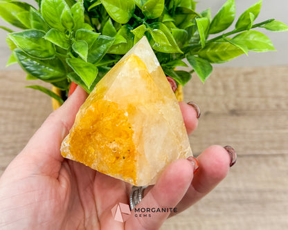 Golden Healer Half Rough Cut Base Point – Natural Healing Crystal for Energy Amplification & Spiritual Healing Morganite Gems