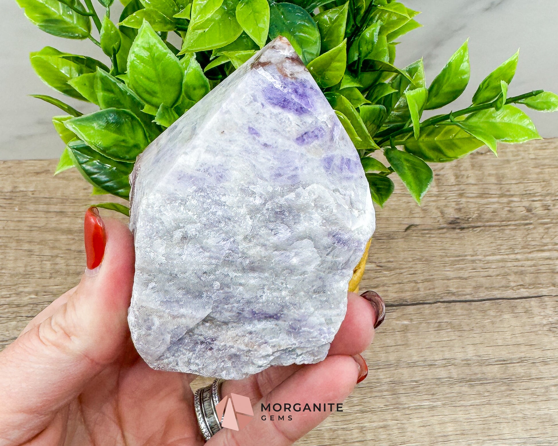 Amethyst Half Rough Cut Base Point – Natural Healing Crystal for Calm, Clarity & Spiritual Protection Morganite Gems