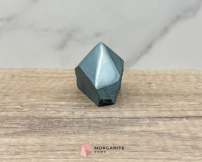 Hematite Half Rough Cut Base Point – Grounding & Protective Natural Healing Crystal Morganite Gems