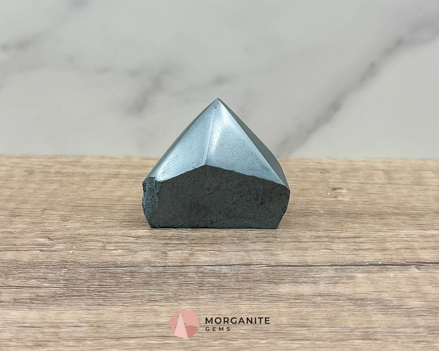 Hematite Half Rough Cut Base Point – Grounding & Protective Natural Healing Crystal Morganite Gems