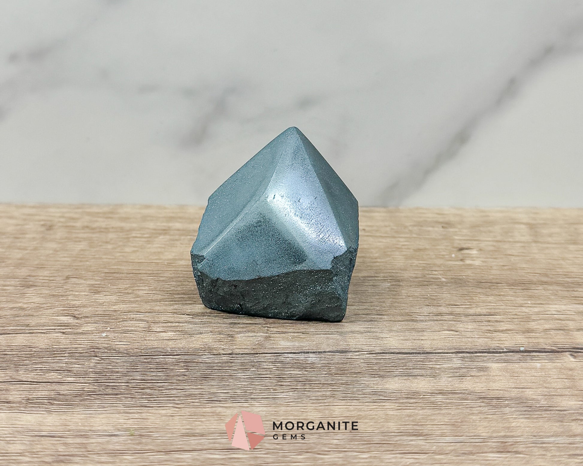 Hematite Half Rough Cut Base Point – Grounding & Protective Natural Healing Crystal Morganite Gems