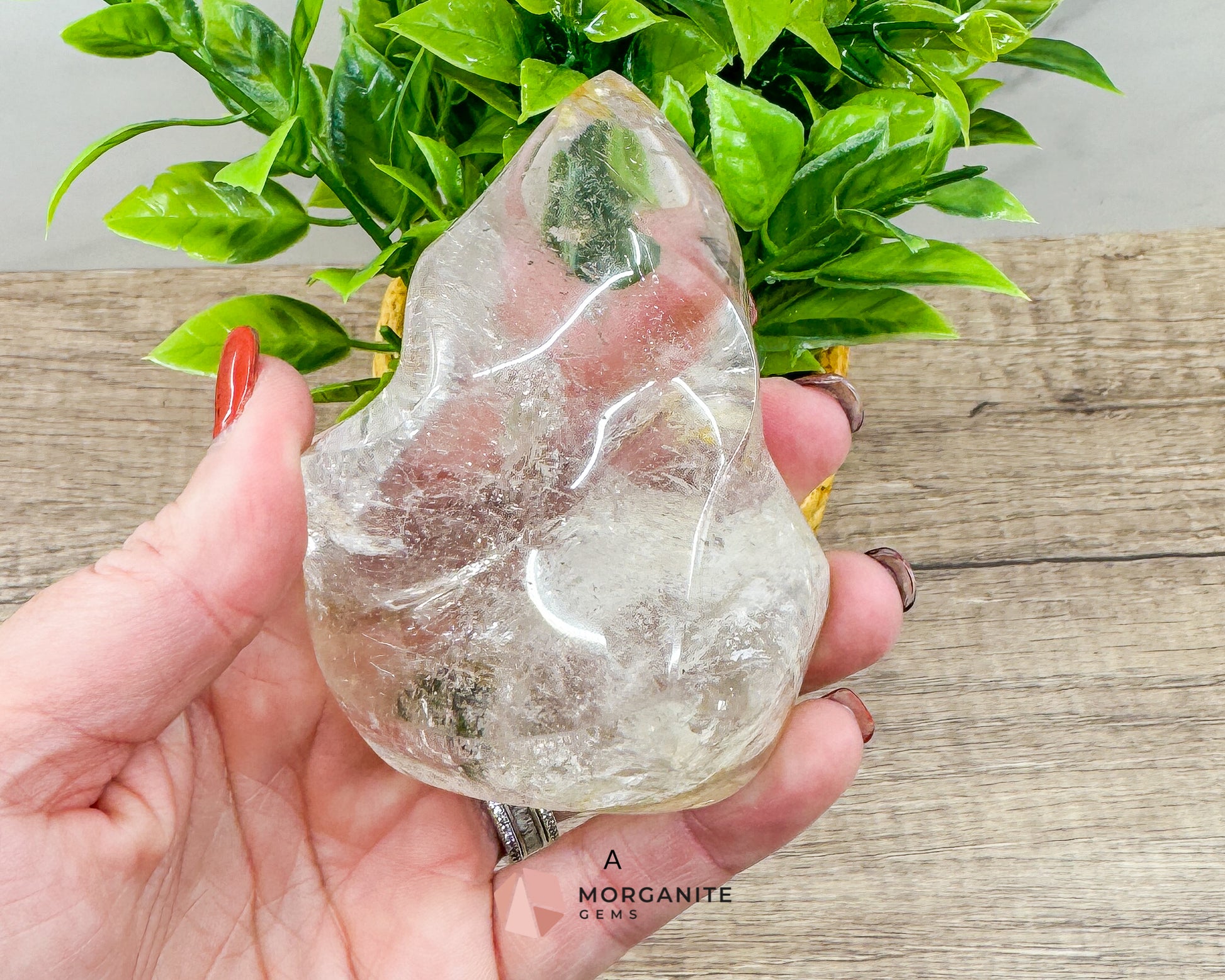 Clear Quartz Flame – Amplifying & Healing Crystal for Clarity, Energy, and Manifestation Morganite Gems