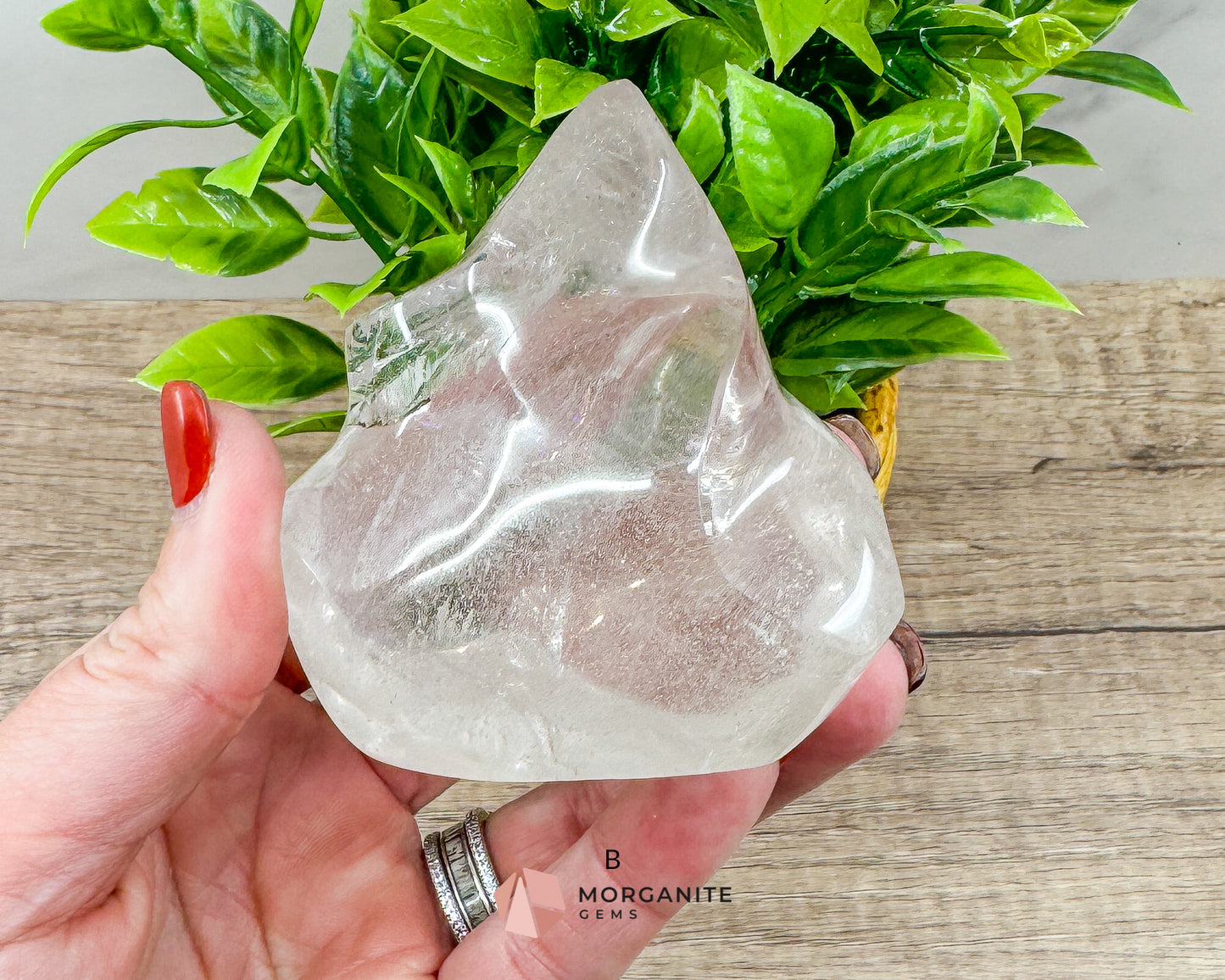 Clear Quartz Flame – Amplifying & Healing Crystal for Clarity, Energy, and Manifestation Morganite Gems