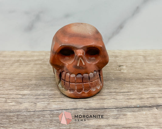 Matte Red Jasper Skull – Grounding & Protective Crystal Sculpture for Strength and Stability Morganite Gems