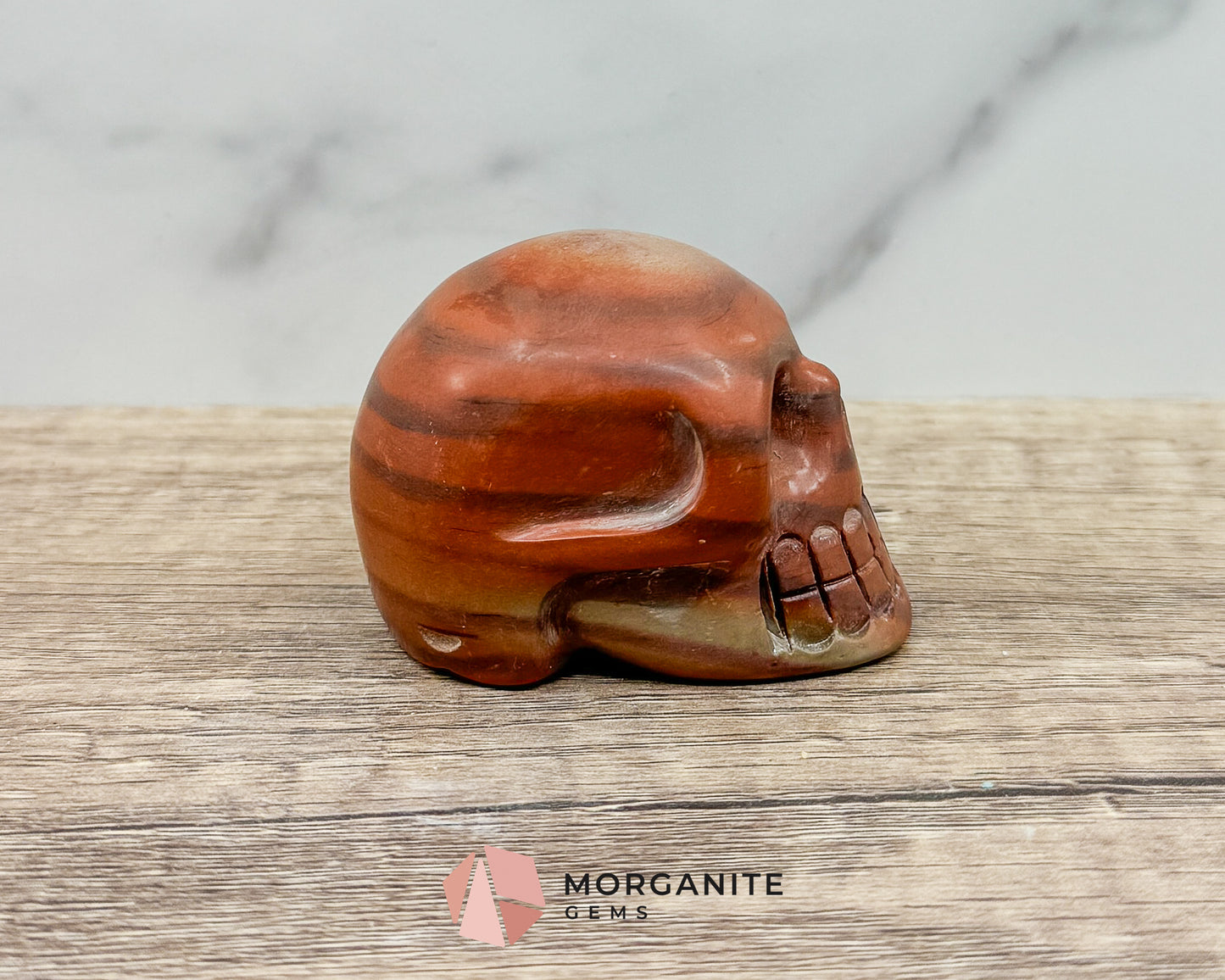 Matte Red Jasper Skull – Grounding & Protective Crystal Sculpture for Strength and Stability Morganite Gems