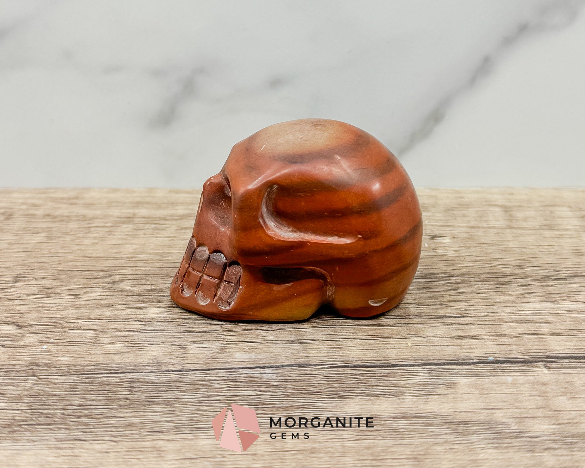 Matte Red Jasper Skull – Grounding & Protective Crystal Sculpture for Strength and Stability Morganite Gems