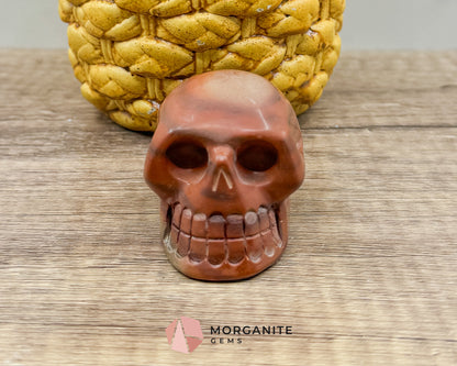 Matte Red Jasper Skull – Grounding & Protective Crystal Sculpture for Strength and Stability Morganite Gems