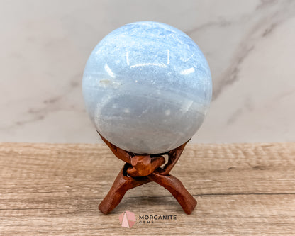 Large Blue Calcite Sphere – Soothing Healing Crystal for Calm, Clarity & Emotional Balance Morganite Gems