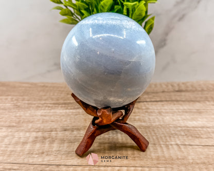 Large Blue Calcite Sphere – Soothing Healing Crystal for Calm, Clarity & Emotional Balance Morganite Gems